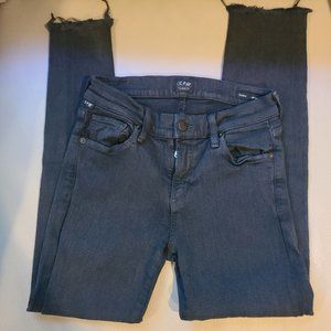 Citizens of Humanity,  black slick skinny leg with raw ankles , sz 27 made in US